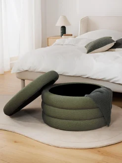 Pouf imbottito XLin bouclé con vano contenitore Alto