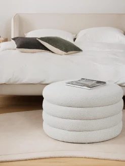 Pouf imbottito XLin bouclé con vano contenitore Alto