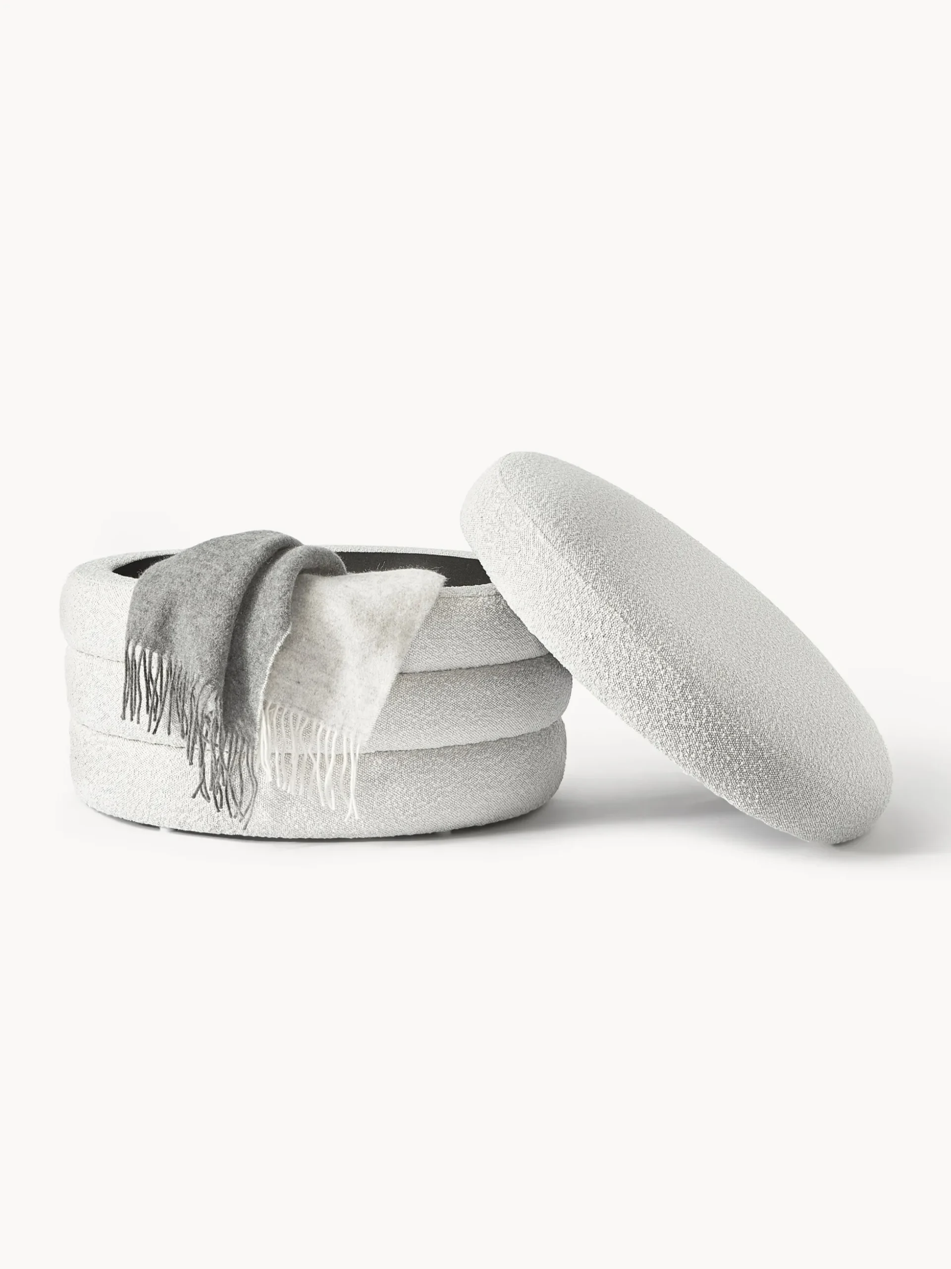 Pouf imbottito XLin bouclé con vano contenitore Alto