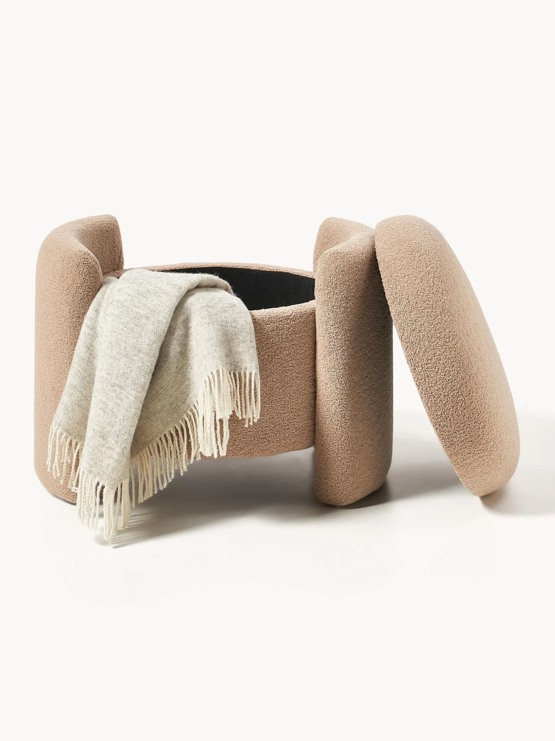 Pouf in teddy con spazio contenitore Benji