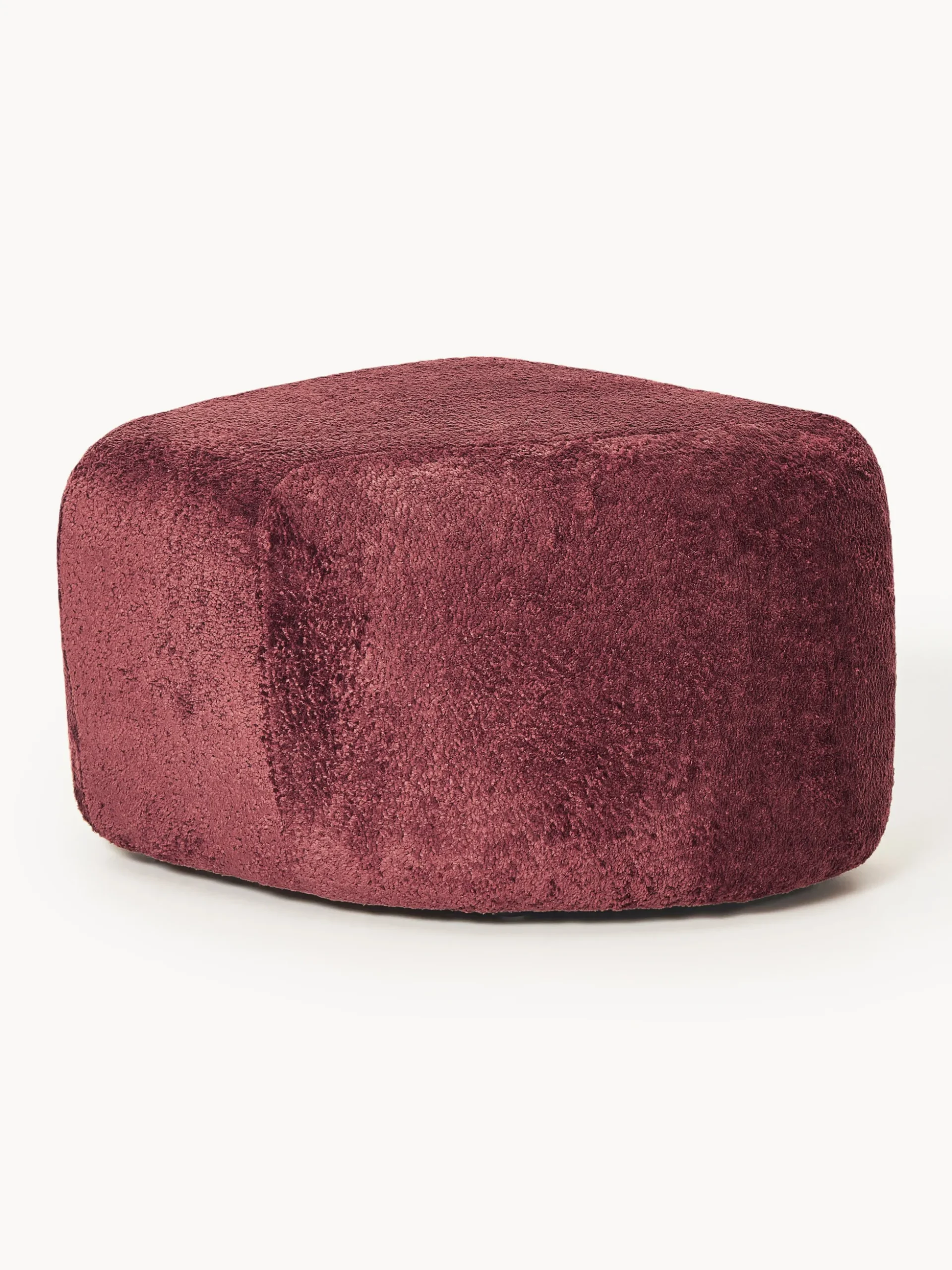 Pouf ovale in teddy bouclé Wolke