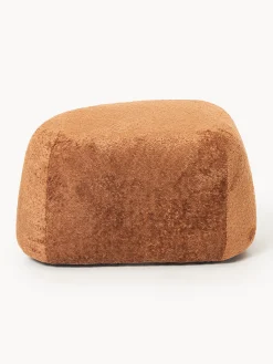 Pouf ovale in teddy bouclé Wolke