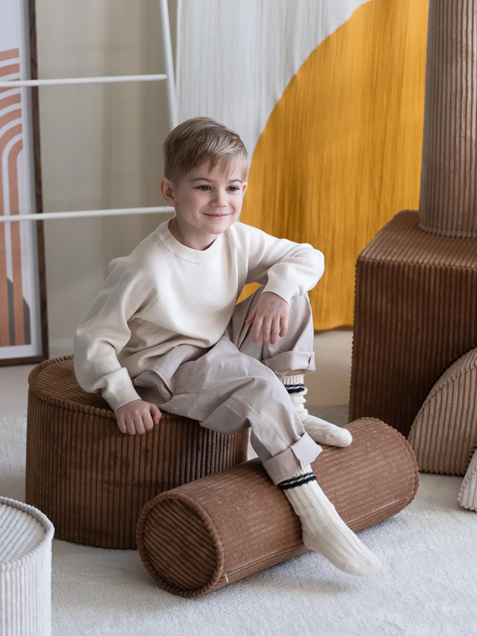 Pouf per bambini in velluto a coste Sugar Ø 40 cm