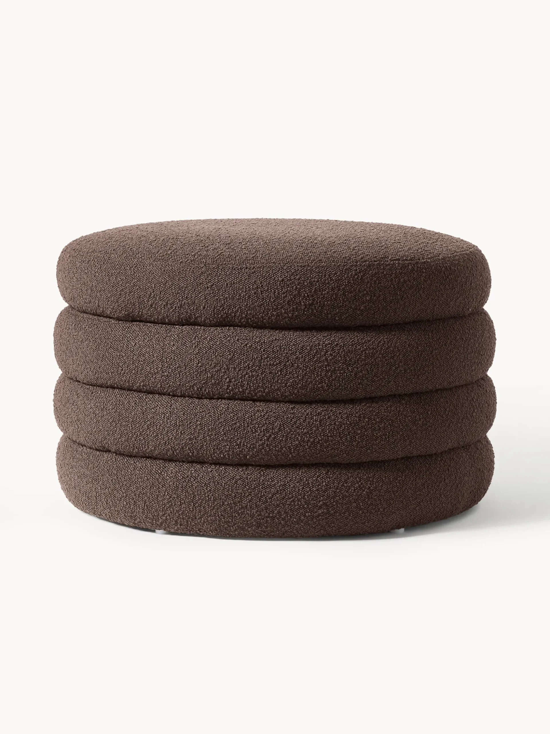 Pouf XL imbottito in bouclé con vano contenitore Alto