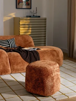 Pouf alto in teddy bouclé Wolke