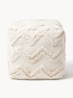 Pouf con motivo trapuntato a zigzag Akesha
