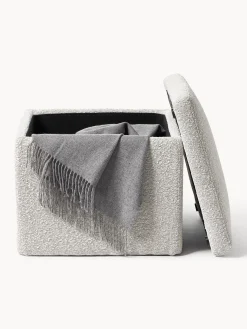 Pouf contenitore in tessuto bouclé Winou