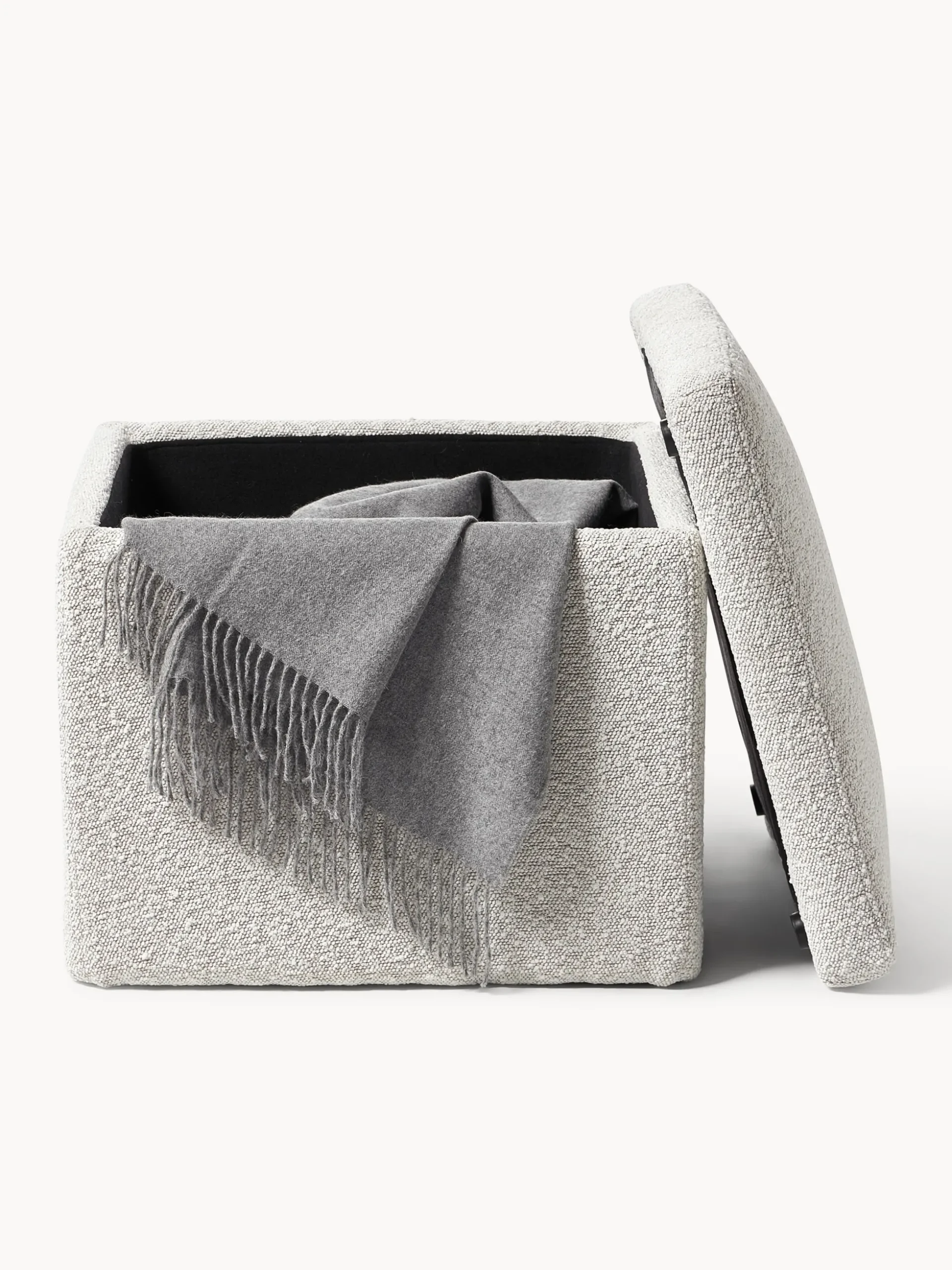 Pouf contenitore in tessuto bouclé Winou