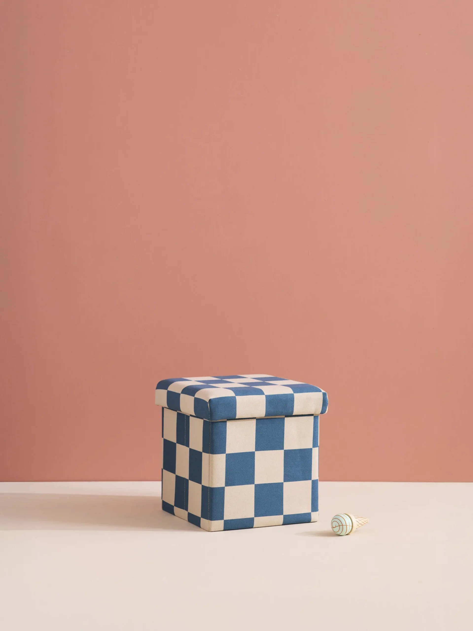 Pouf contenitore per bambini Check Teal