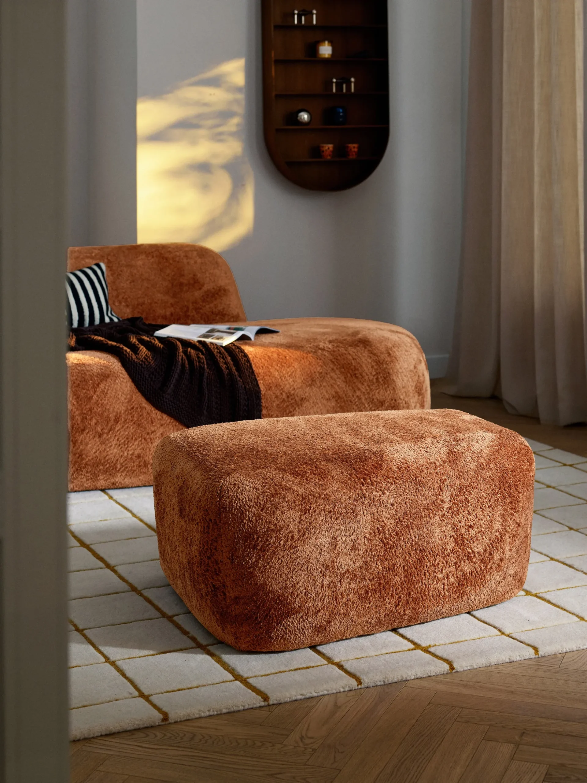 Pouf grande in bouclé Wolke