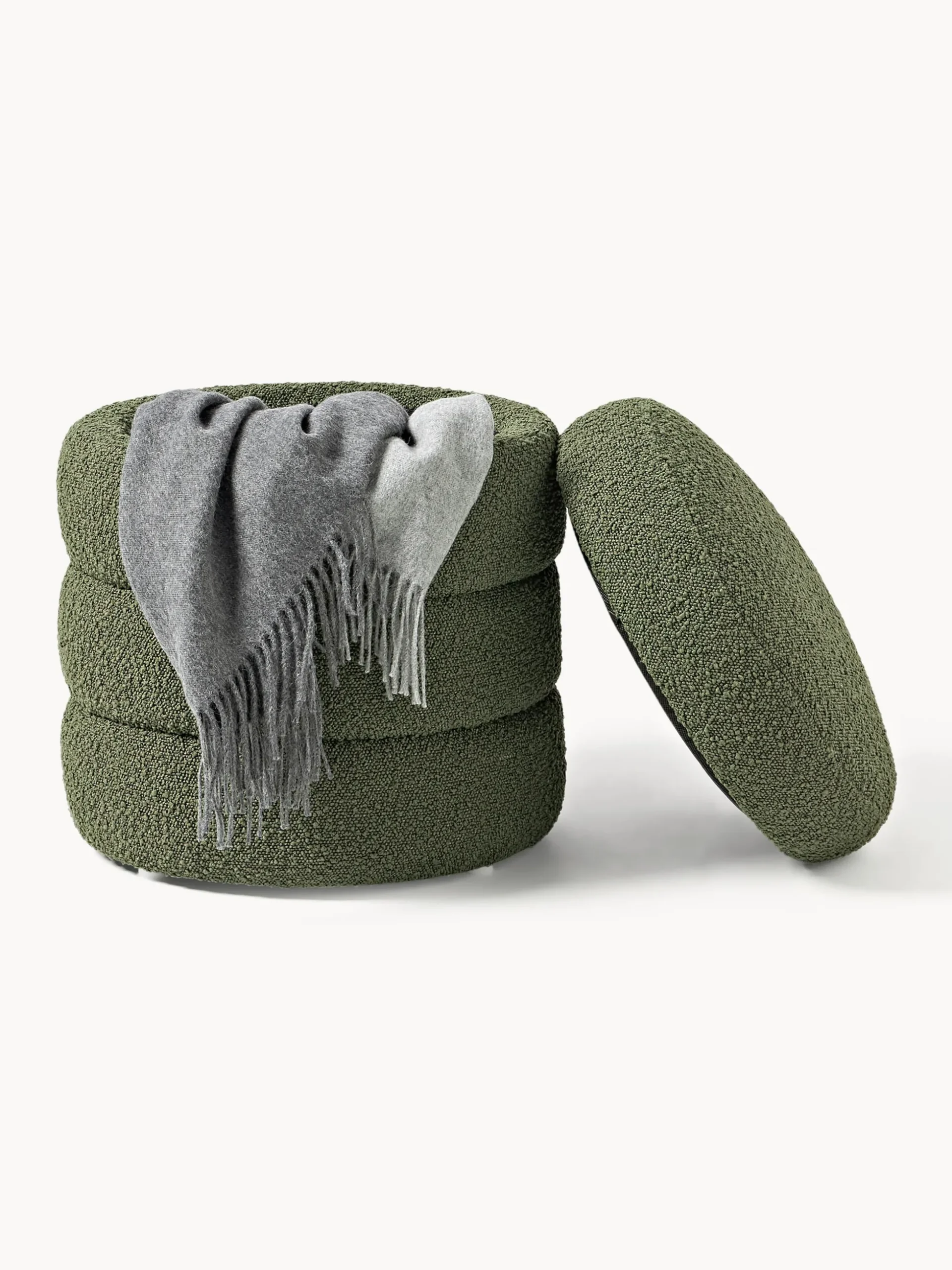 Pouf imbottito in teddy con contenitore Alto