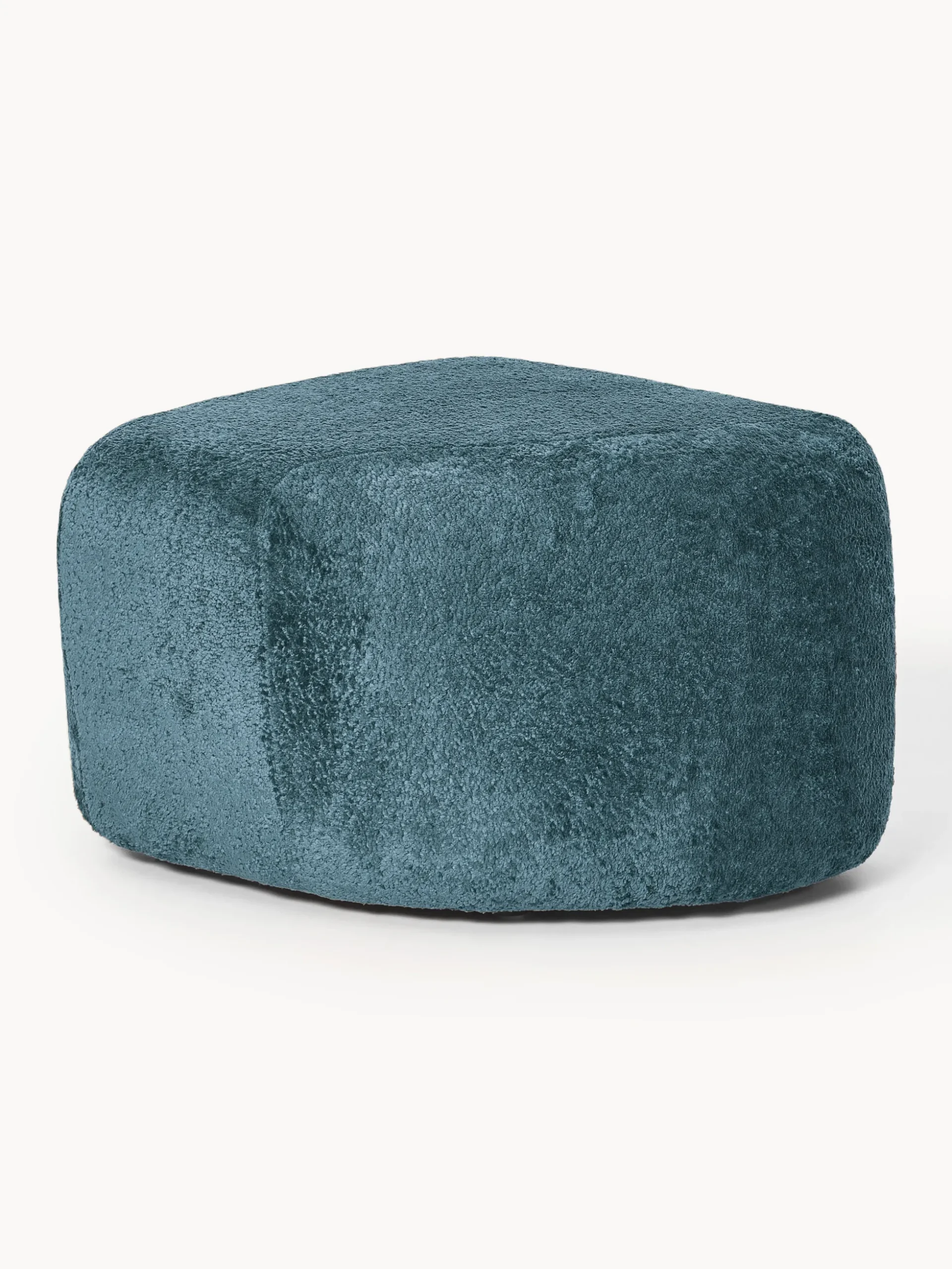 Pouf ovale in teddy bouclé Wolke
