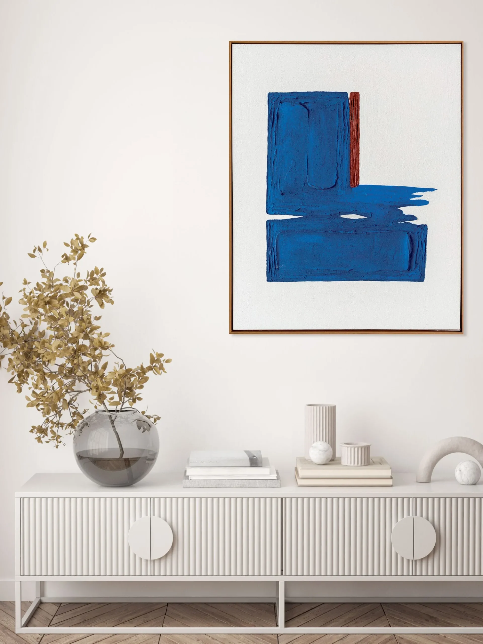Quadro dipinto a mano con cornice in legno Snorkel Blue