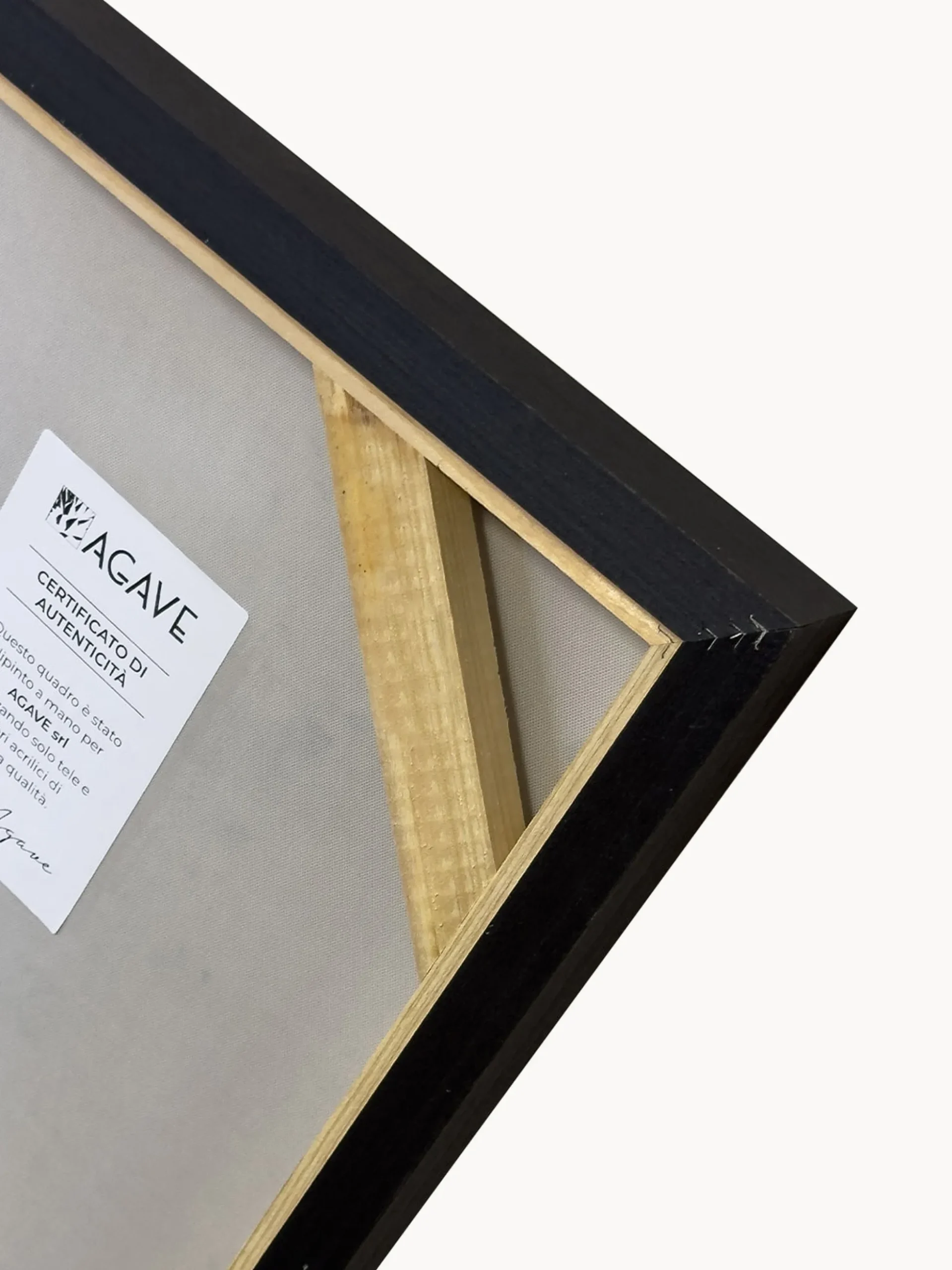 Quadro dipinto a mano con cornice in legno Contrast