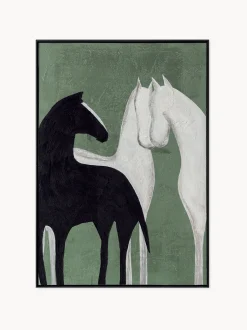 Quadro dipinto a mano con cornice in legno Contrast