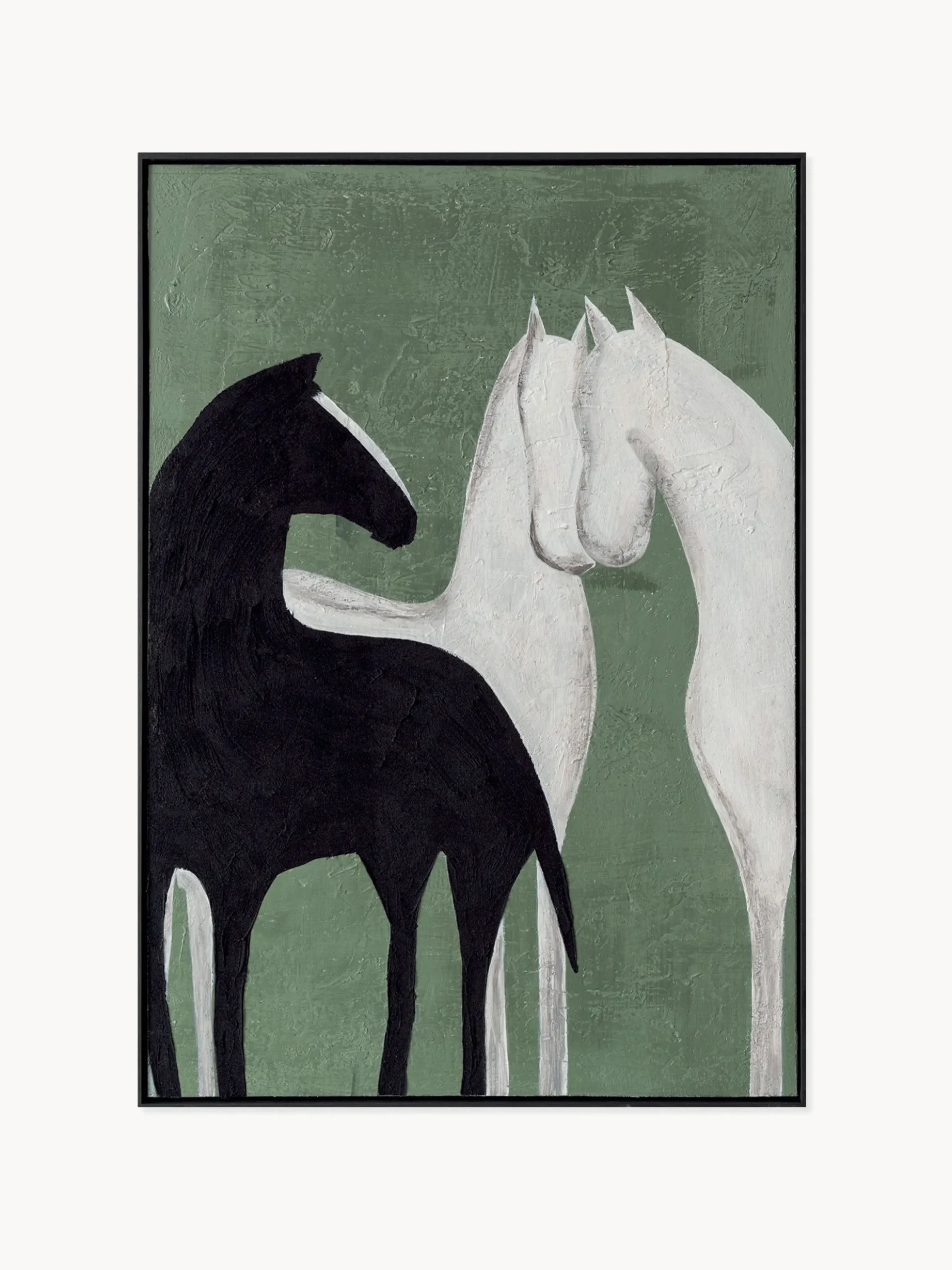 Quadro dipinto a mano con cornice in legno Contrast