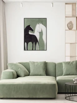 Quadro dipinto a mano con cornice in legno Contrast