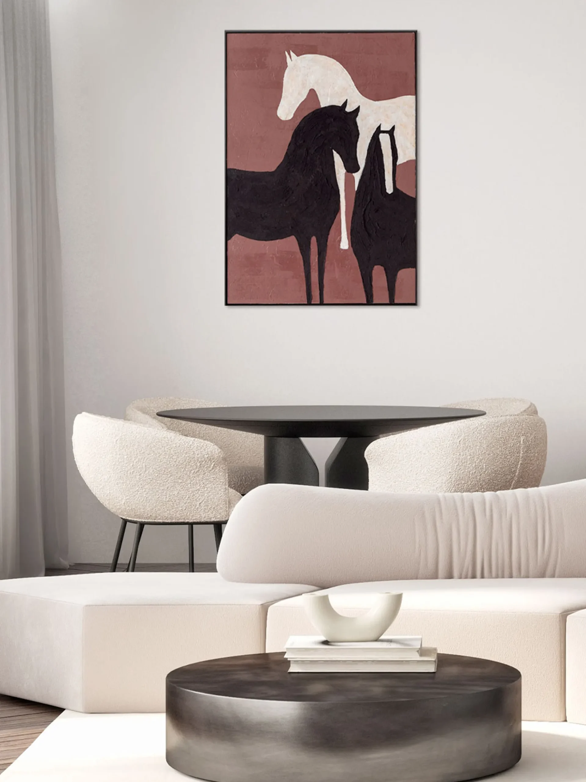 Quadro dipinto a mano con cornice in legno Blend