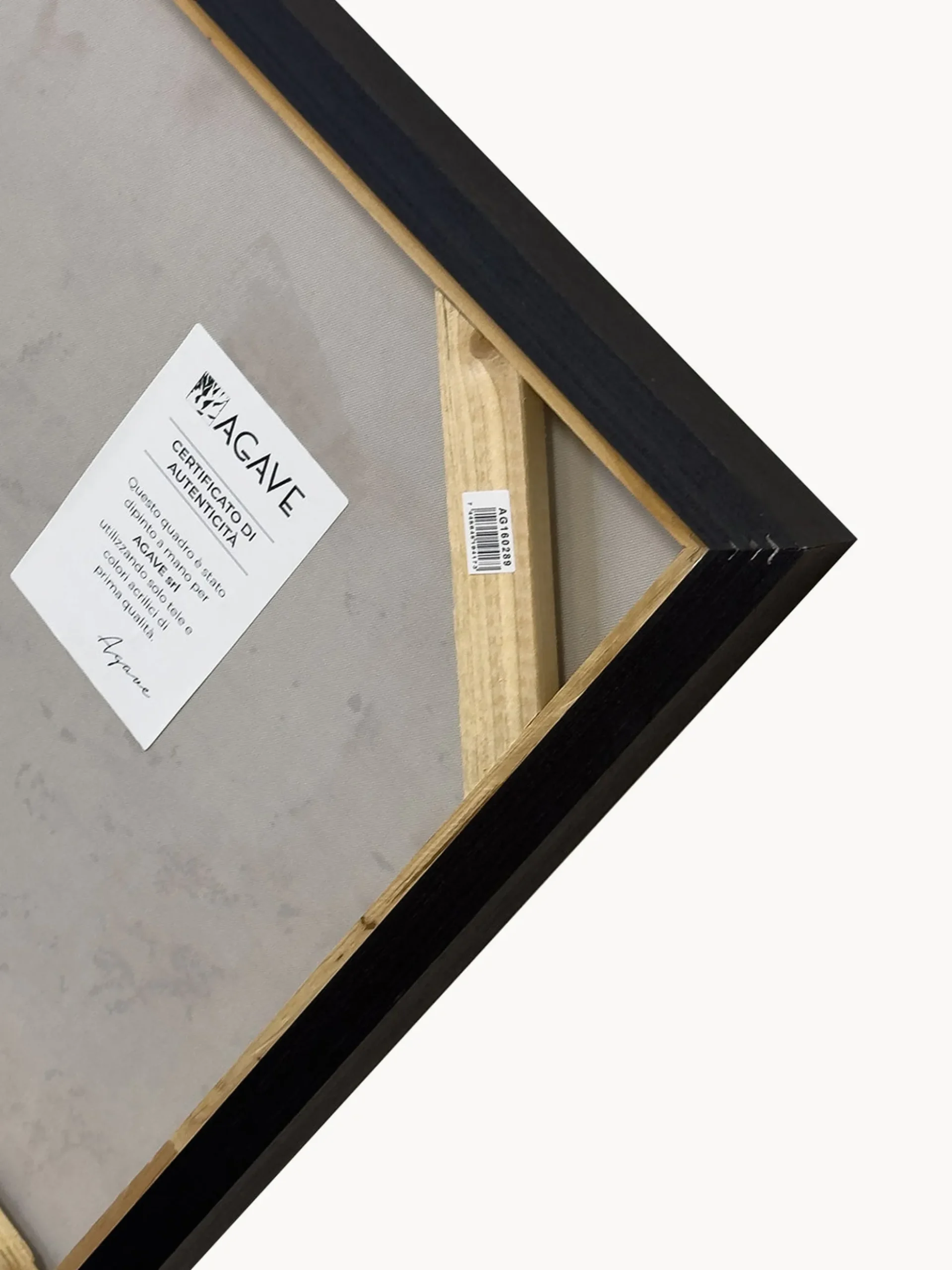 Quadro dipinto a mano con cornice in legno Blend