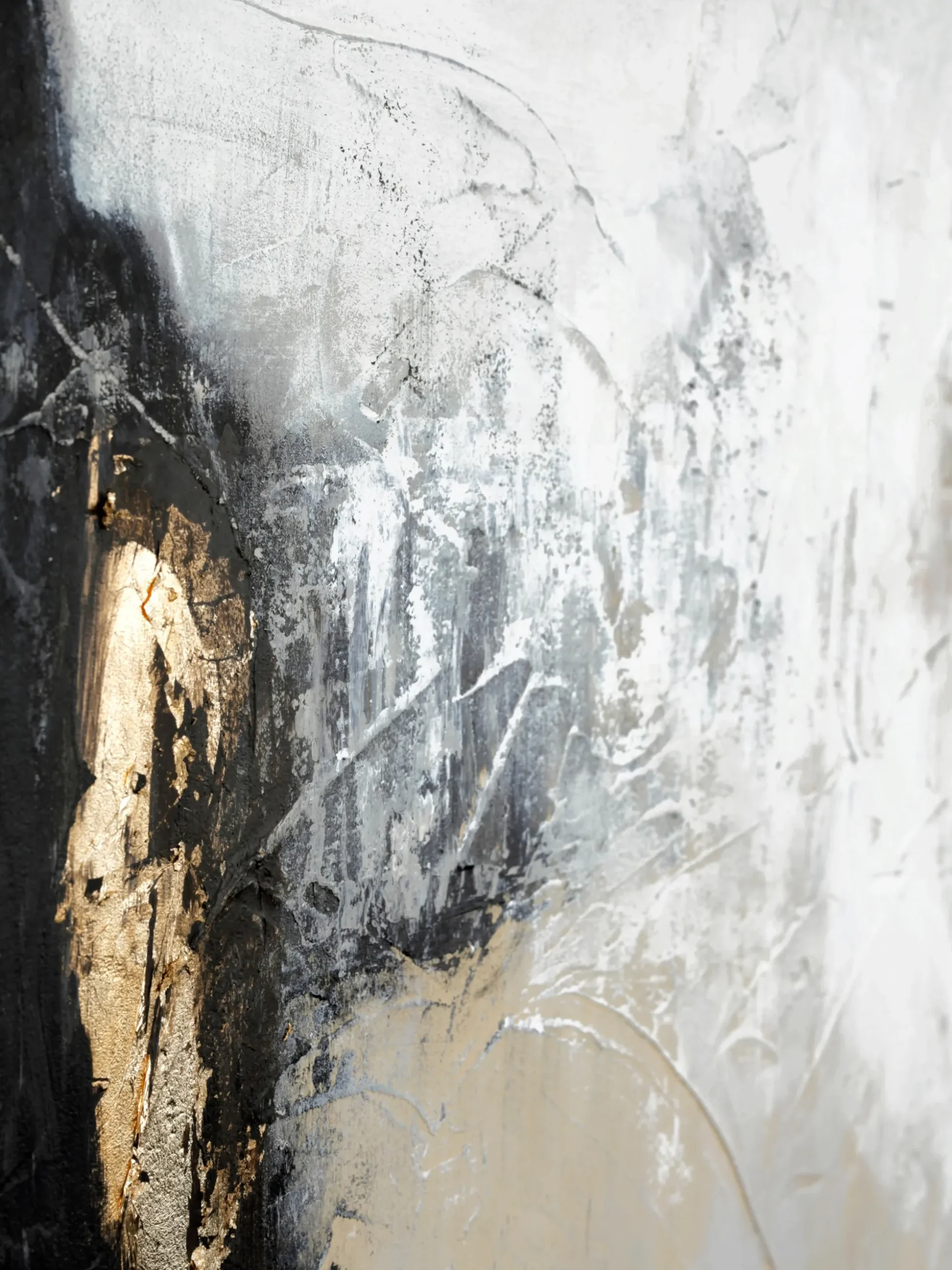Quadro dipinto a mano con cornice in legno White Noir