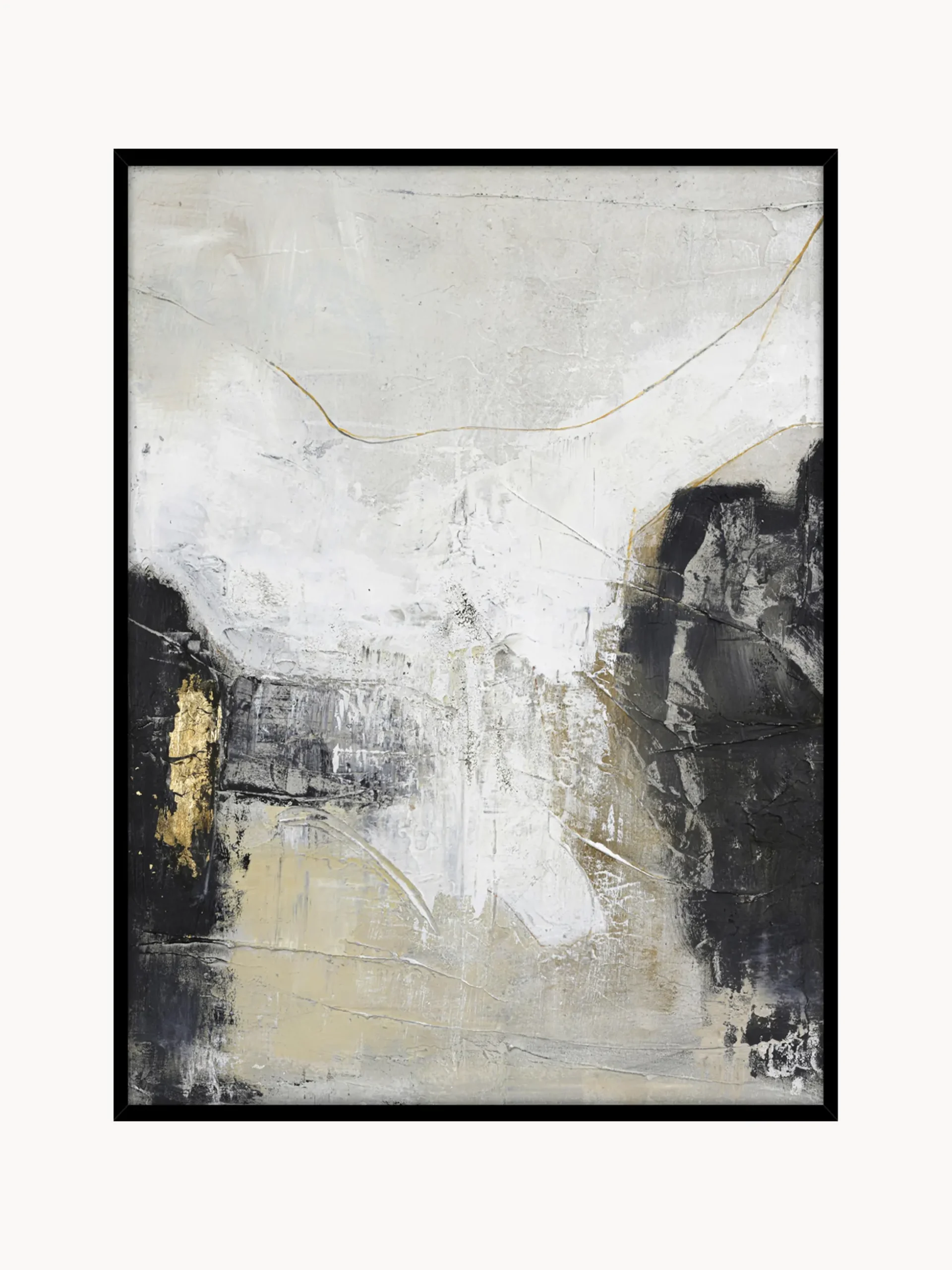 Quadro dipinto a mano con cornice in legno White Noir