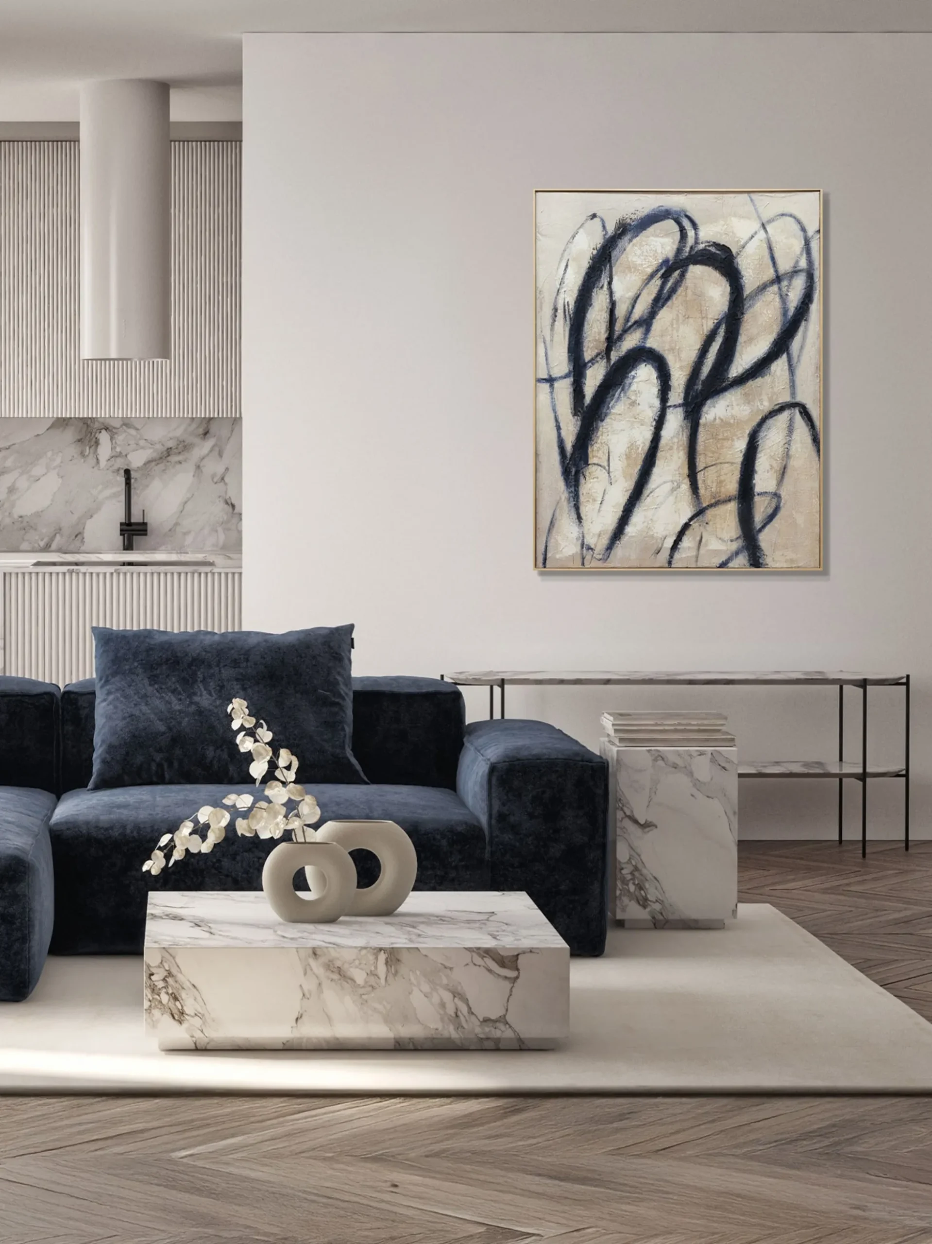 Quadro su tela dipinto a mano Blue Billow