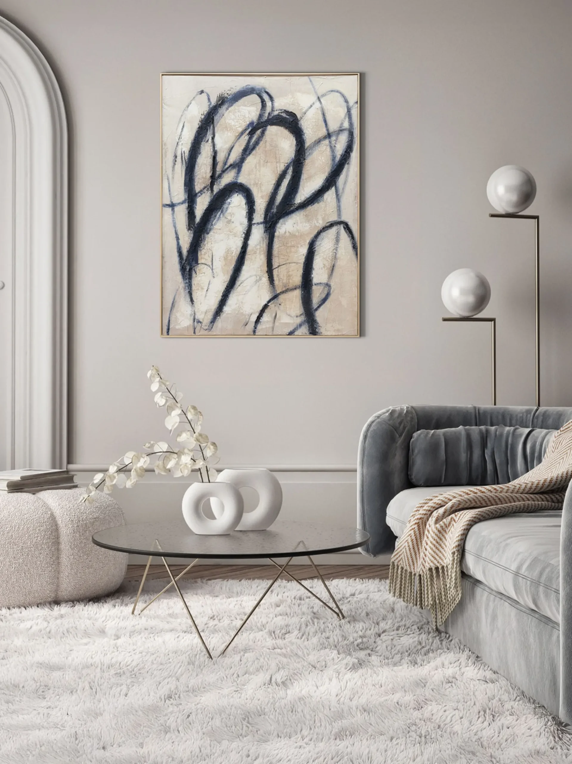 Quadro su tela dipinto a mano Blue Billow