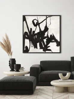 Quadro su tela dipinto a mano con cornice in legno Playblack