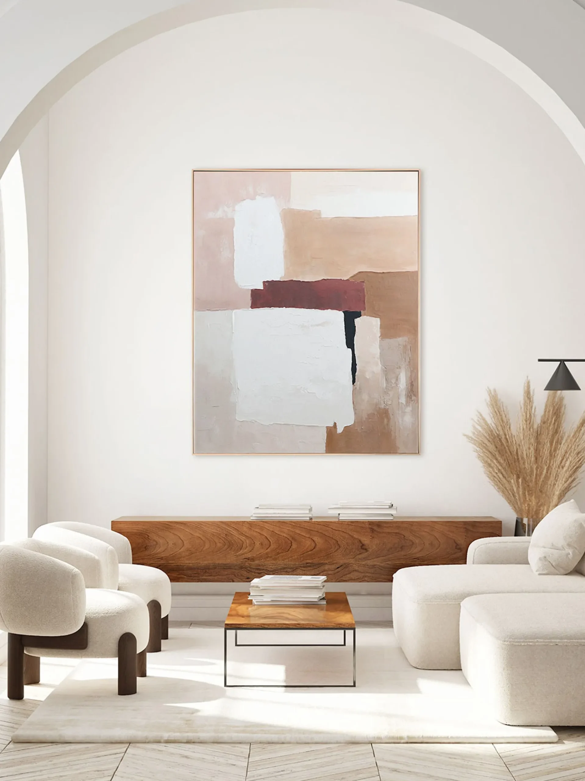 Quadro su tela dipinto a mano con cornice in legno Desert Echo