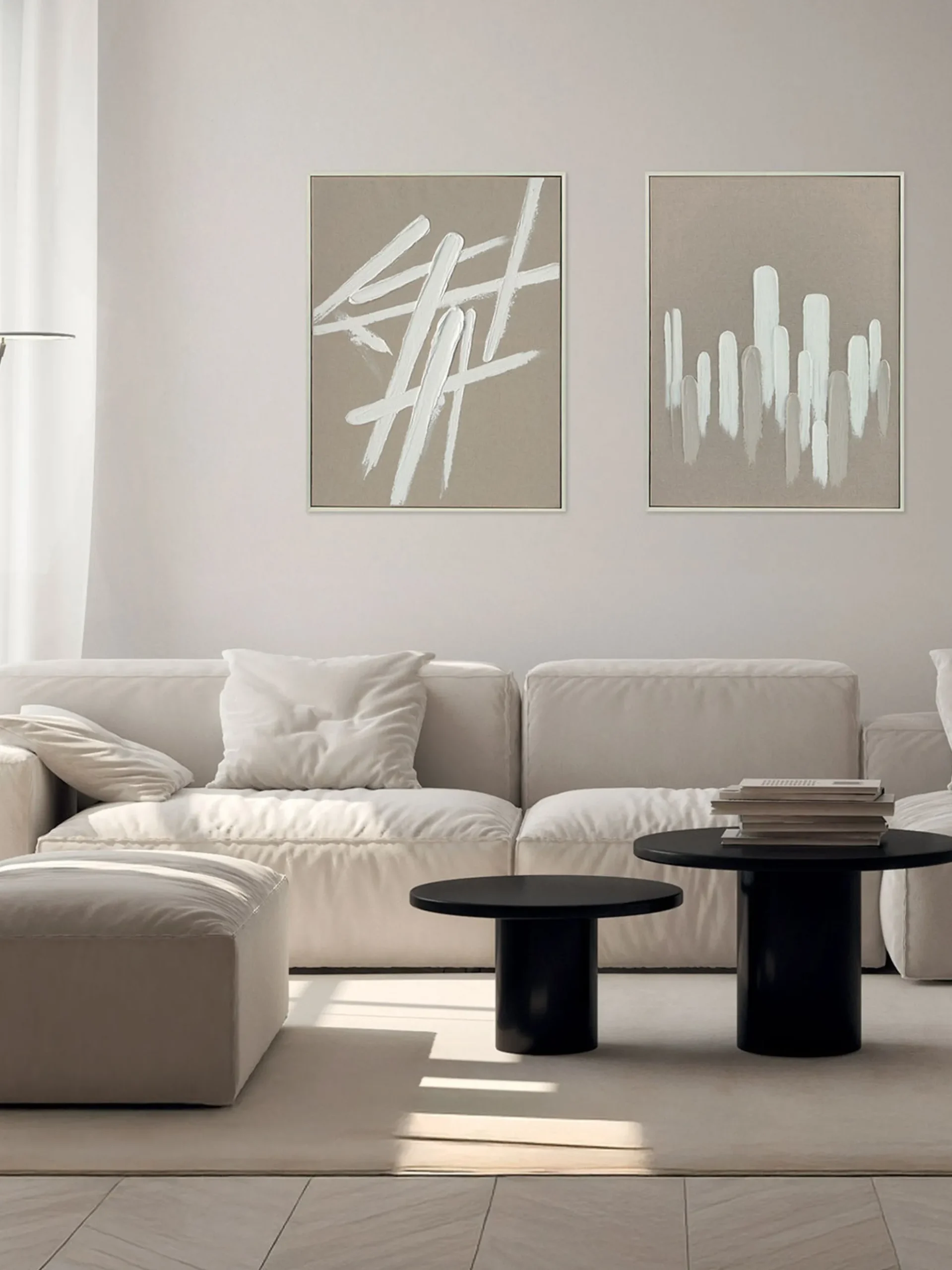 Quadro dipinto a mano con cornice in legno Upside