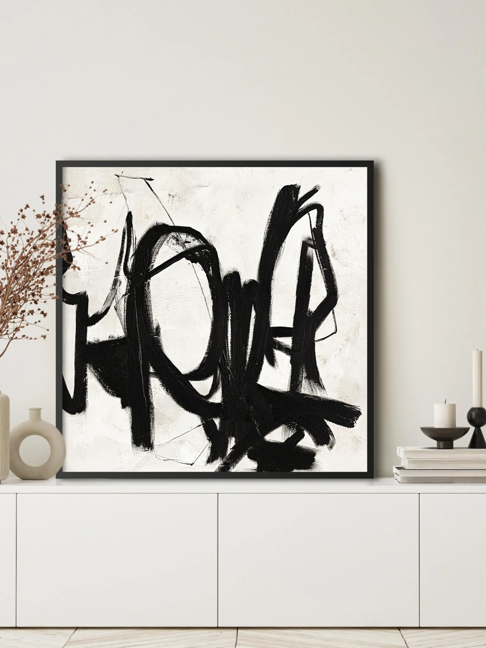 Quadro su tela dipinto a mano con cornice in legno Playblack