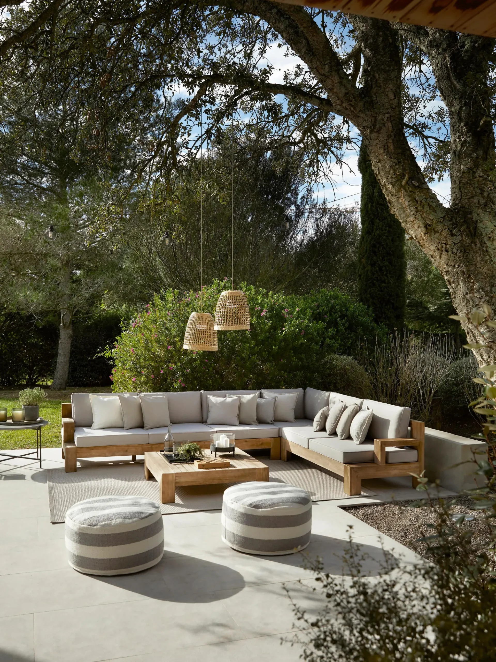 Salotto da giardino componibile in legno di acacia Joshua 4 pz