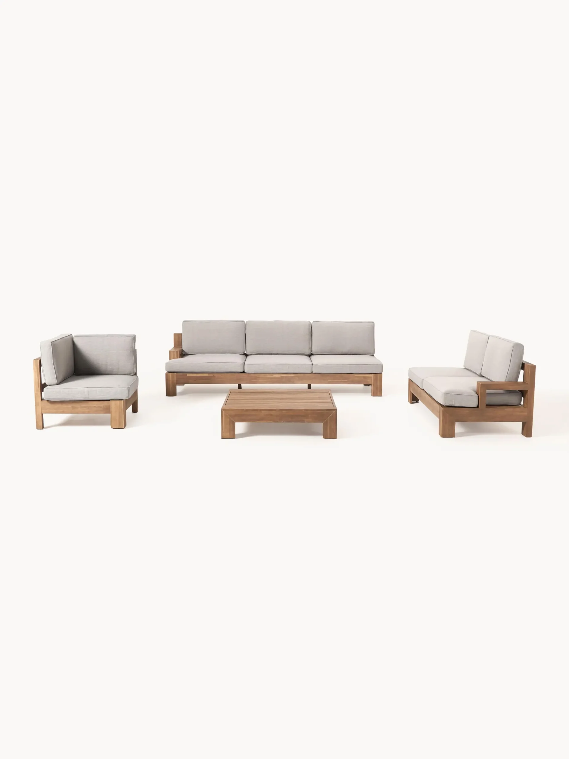 Salotto da giardino componibile in legno di acacia Joshua 4 pz