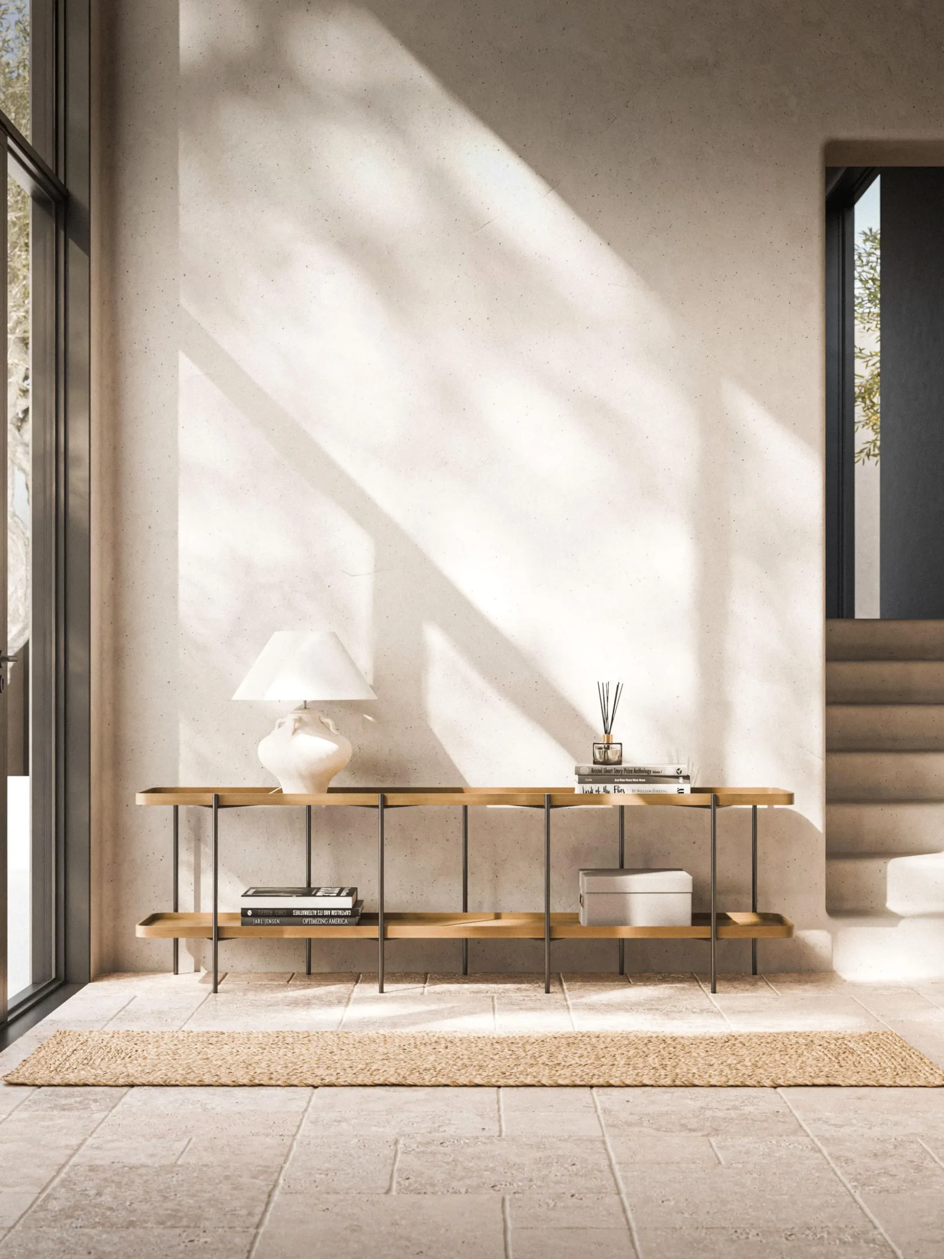 Scaffale basso in legno Renee
