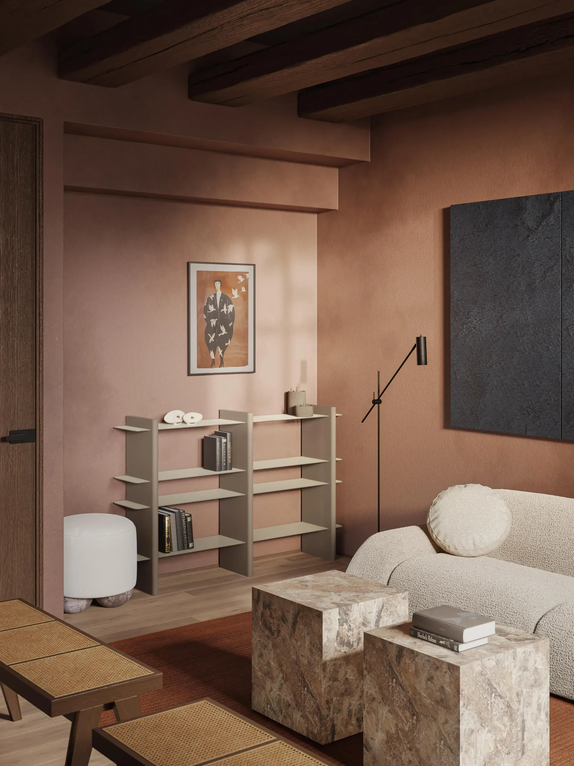 Scaffale con elementi in metallo Rami