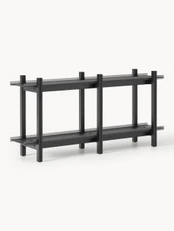 Scaffale in legno di quercia con ripiani in vetro Alex