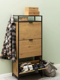 Scarpiera in legno con scomparti pieghevoli Seaford