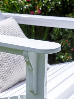 Sedia a sdraio da giardino in mogano fatta a mano con sgabello Adirondack