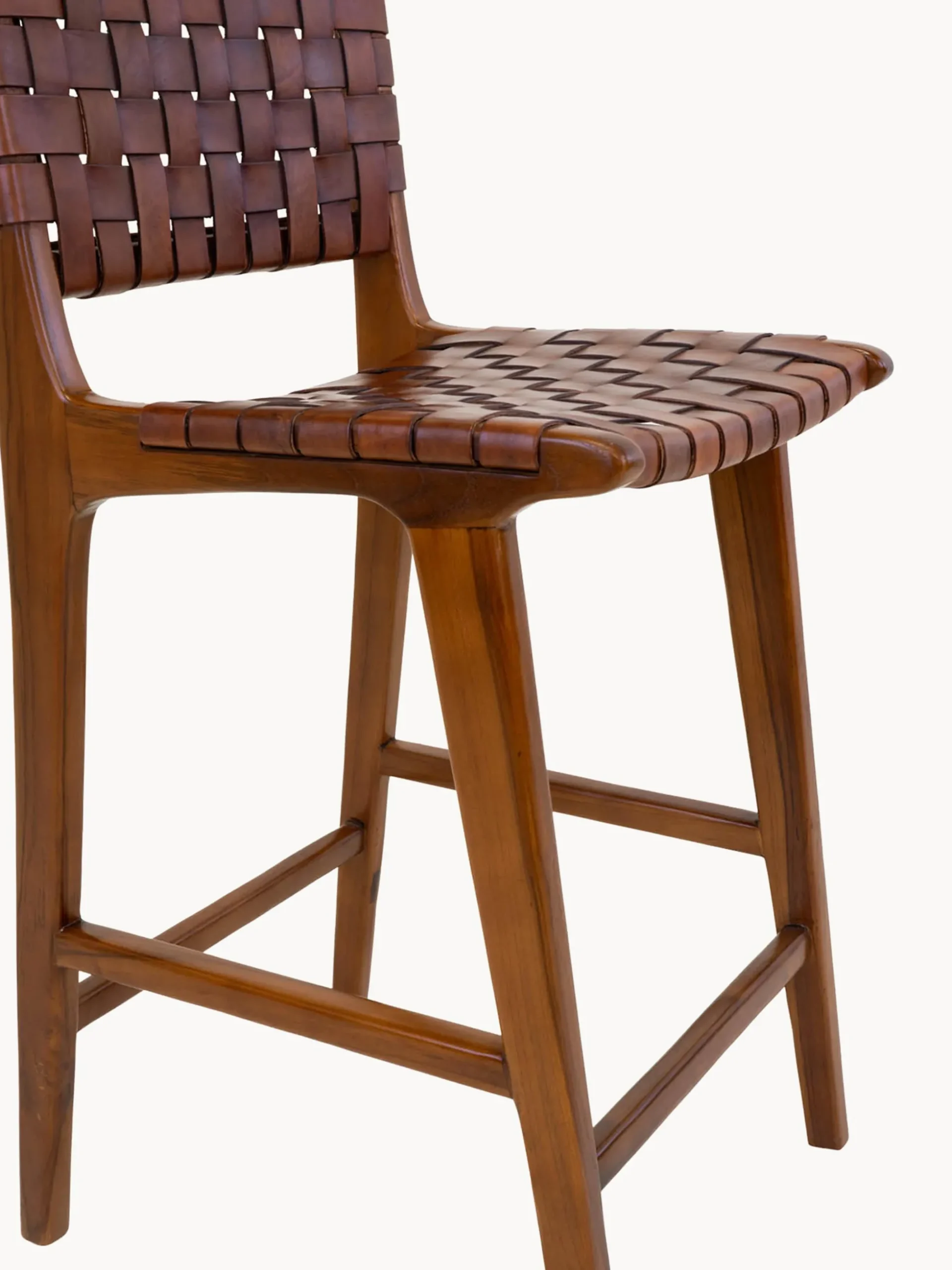 Sedia alta intrecciata in legno di teak Perugia