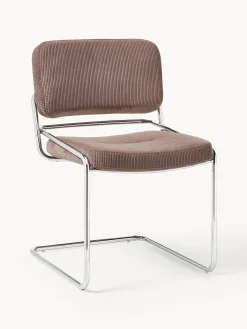 Sedia cantilever in velluto a coste Don
