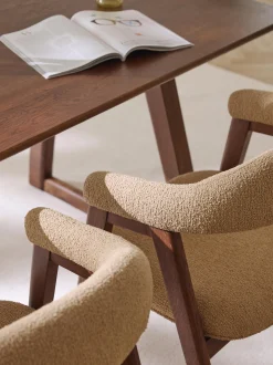 Sedia con braccioli con rivestimento bouclé Nik