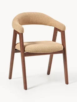 Sedia con braccioli con rivestimento bouclé Nik