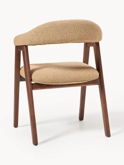 Sedia con braccioli con rivestimento bouclé Nik