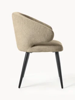 Sedia con braccioli in bouclé Celia
