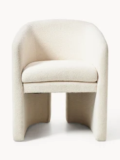 Sedia con braccioli in bouclé Mairo