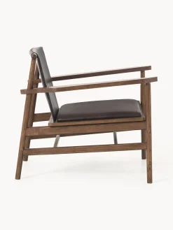 Sedia con braccioli in legno di frassino e seduta in pelle Hayo