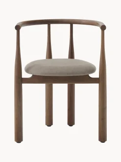 Sedia con braccioli in legno di noce Bukowski