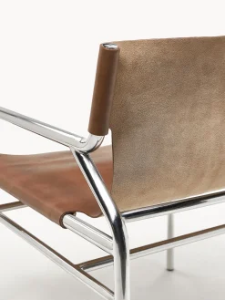 Sedia con braccioli in pelle Dion