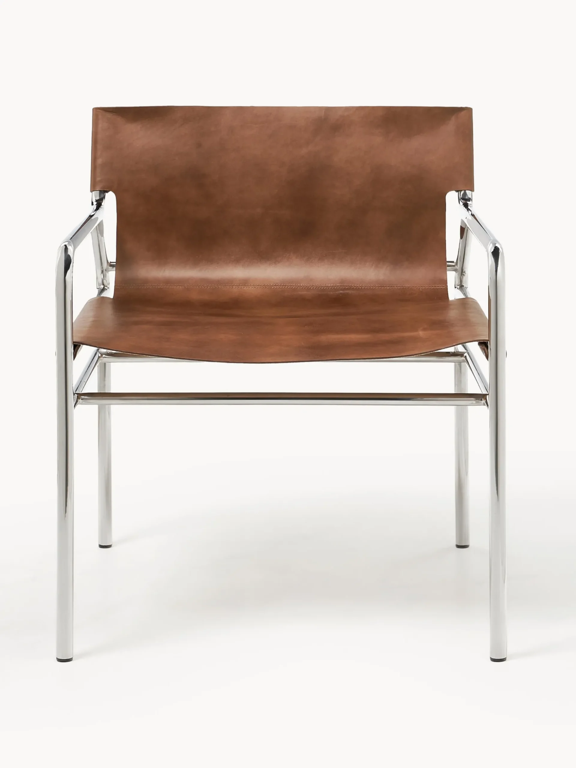 Sedia con braccioli in pelle Dion