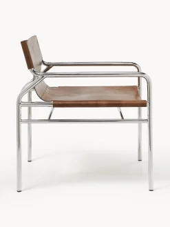 Sedia con braccioli in pelle Dion